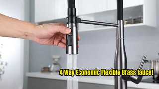 4 Way Economic Flexible Brass Rotatable Head Kitchen Faucet Mixer Tap Grey Style Flexible Connection