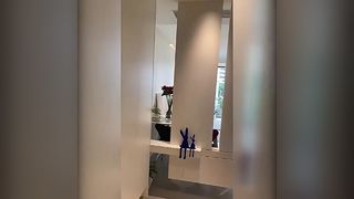 دریاچه سلبریتی های اینترنتی با طراحی نامنظم، آینه تمام بدن آویزان به دیوار، دیوار نامنظم