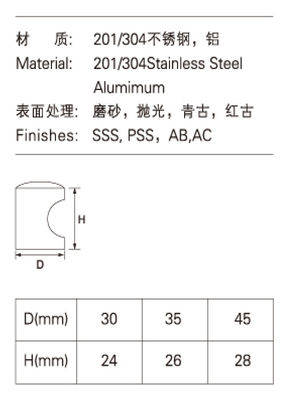Furniture Stainless Steel Handles 30 35 45mm