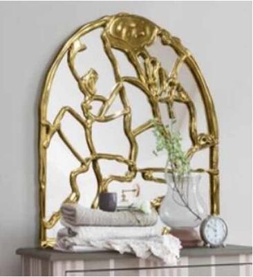 Customized French Room Decorative Large Mirror Narure Espejos Wavy Mirror Design Wooden Frame Irregular Shape Dressing Mirror