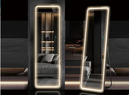 اسپیکر هوشمند حمام هتل دوش کامل LED آینه روشن دیوار معلق مستطیل