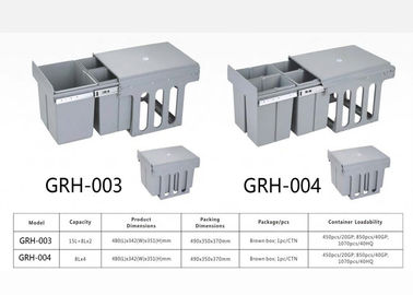 سطل زباله آشپزخانه توکار ABS پلاستیکی - روی میز سطل زباله عمر مفید طولانی رنگ خاکستری آبی