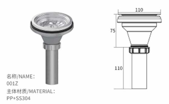 آبکش سینک ظرفشویی تک استیل با کیفیت بالا برای لوله تخلیه سینک آشپزخانه، تخلیه حوضچه شستشو، عمده فروشی
